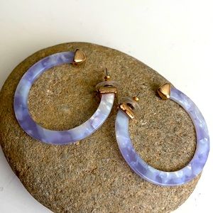 Lightly worn pearl blue hoop earrings